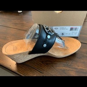 UGG Brielle Cork Wedge Sandals Black Size 5